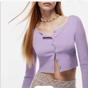 Aritzia Amethyst Lilac Cropped Cardigan